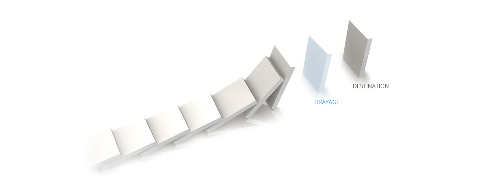 Falling dominos stopping short of the drayage and destination tiles