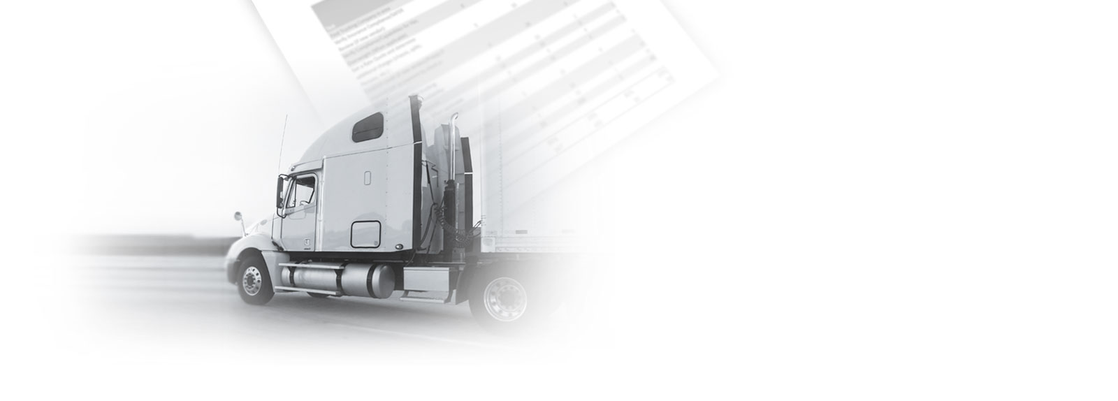 A tractor unit in motion with a cost worksheet behind it